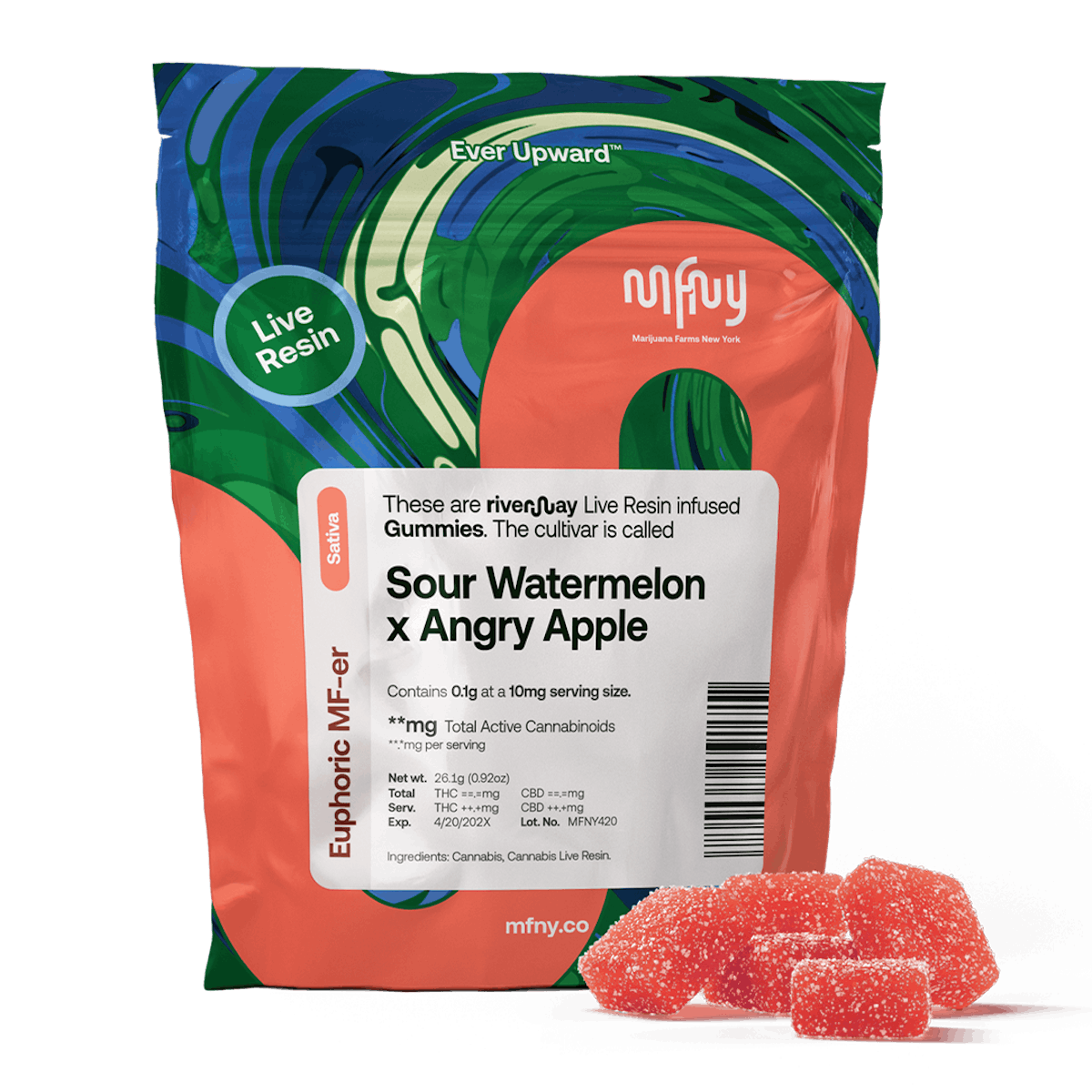 MFNY | Gummy | 10pk | 100mg | Live Resin Sour Watermelon x Angry Apple