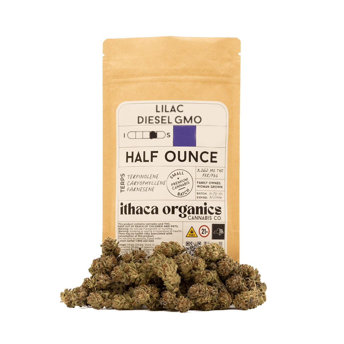Ithaca Organics | Flower | 14g | Lilac Diesel GMO