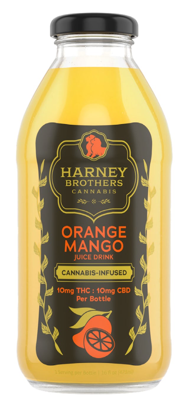 Harney Brothers | Glass Beverage | 10mg THC : 10mg CBD | Orange Mango