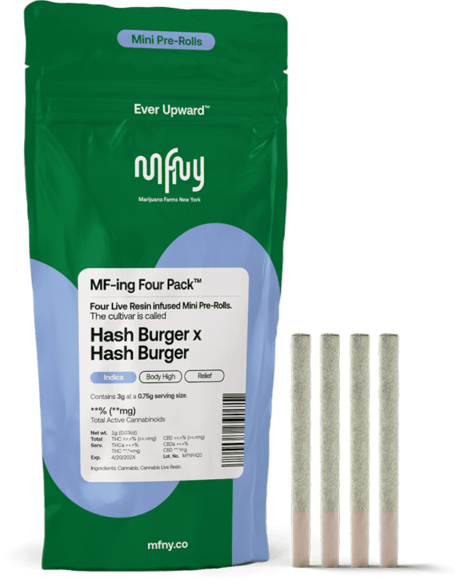 MFNY | Preroll | 4pk | 3g | Live Resin Infused Hash Burger x Hash Burger