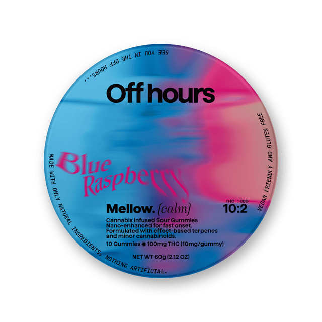 Off Hours | Gummy | 10pk | 100mg | MELLOW Blue Raspberry (THC:CBD:CBN)