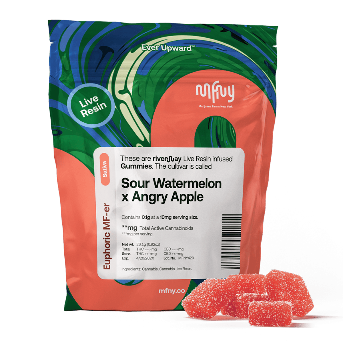 MFNY | Gummy | 10pk | 100mg | Live Resin Sour Watermelon x Angry Apple