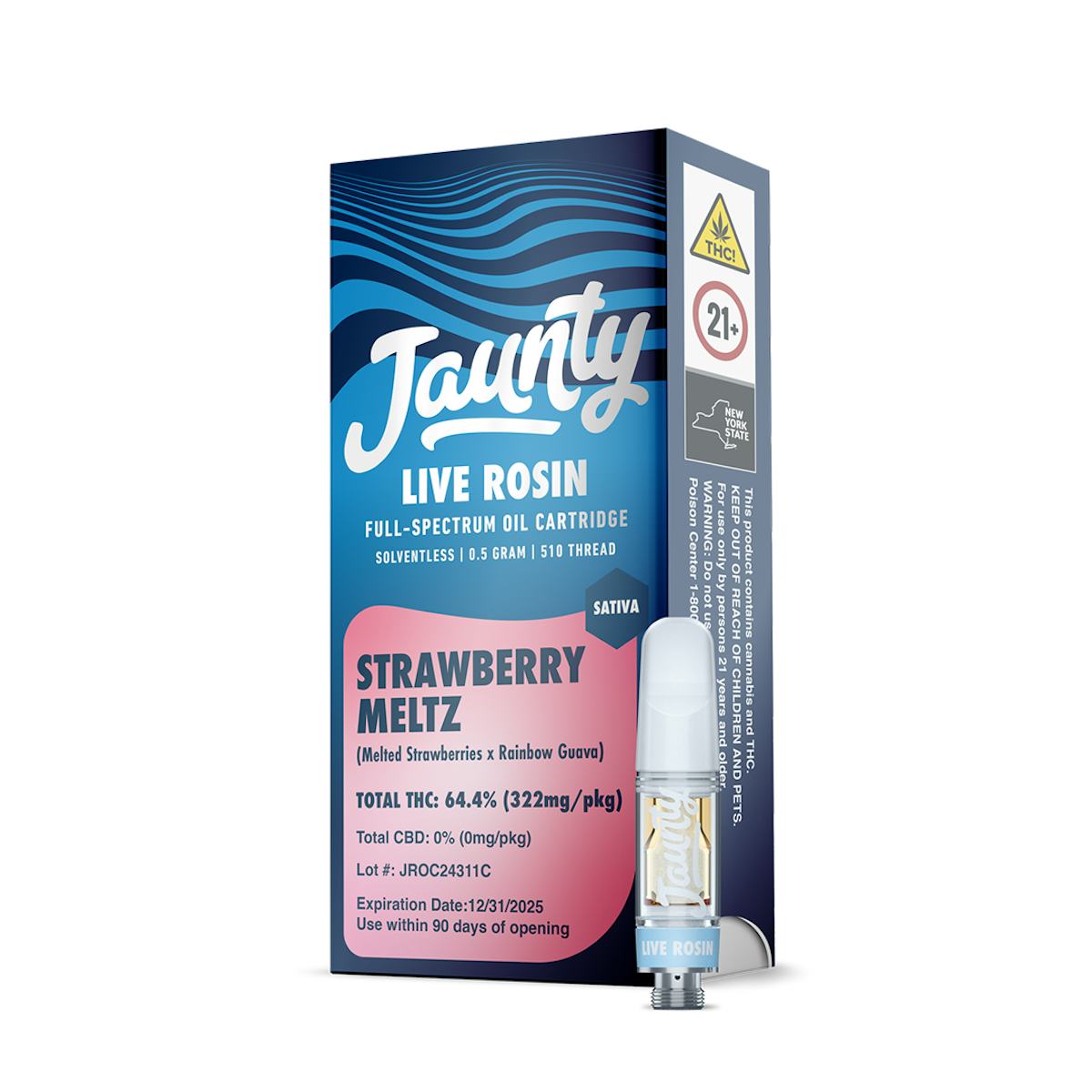 Jaunty | Vape | .5g Cart | Live Rosin Strawberry Meltz