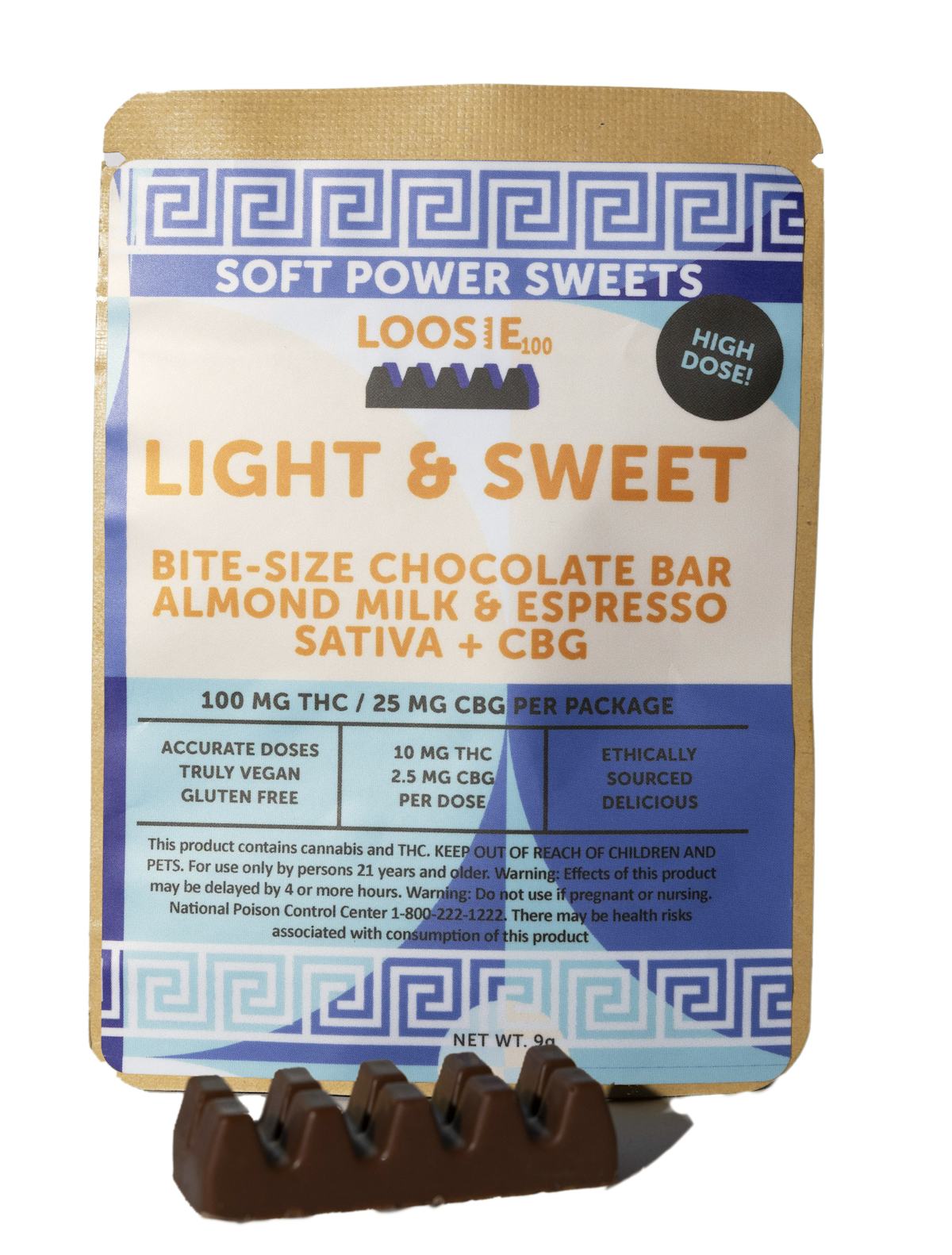 Soft Power Sweets | Edibles | 100mg | 4:1 | THC:CBG | 'High Dose' Almond Milk Espresso Chocolate