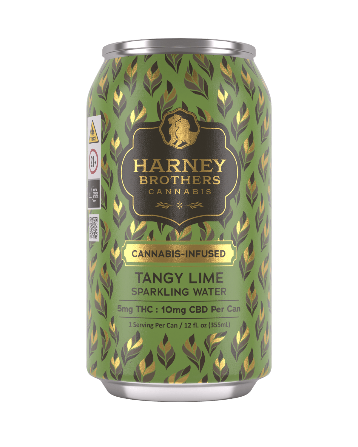 Harney Brothers | Beverage | 10mg THC : 10mg CBD | Tangy Lime Sparkling Water