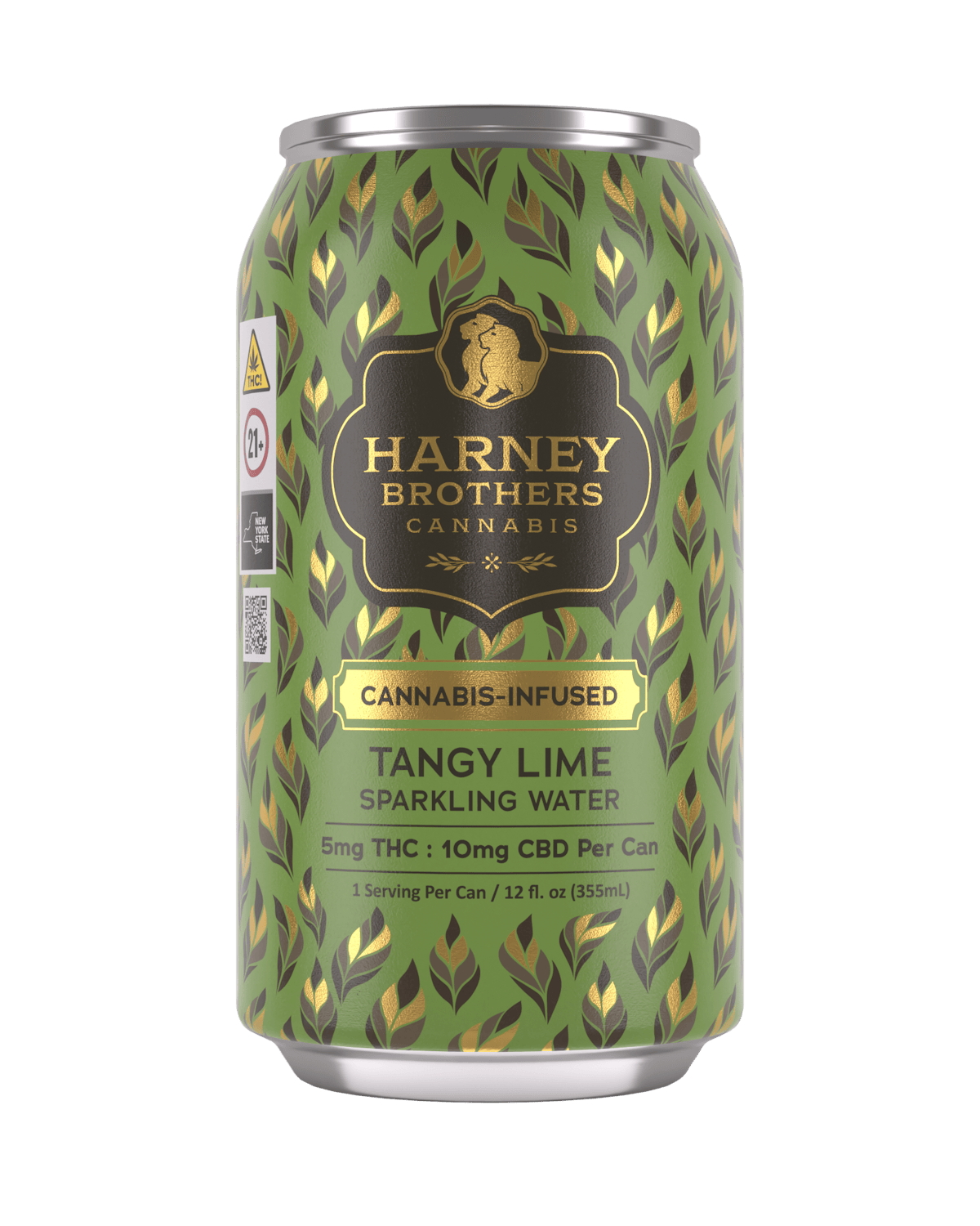 Harney Brothers | Beverage | 10mg THC : 10mg CBD | Tangy Lime Sparkling Water