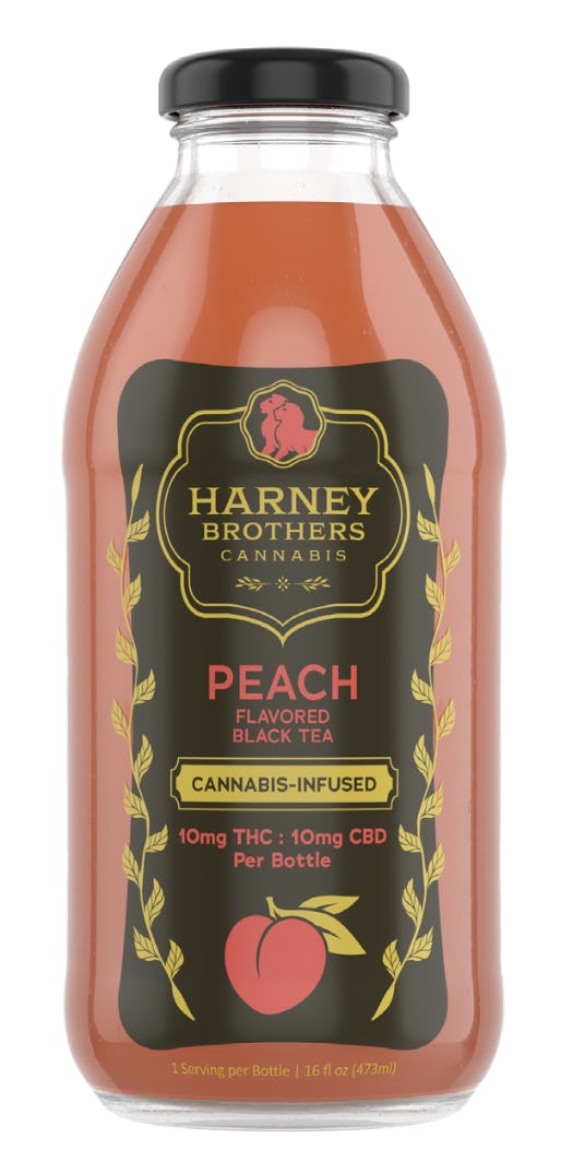 Harney Brothers | Glass Beverage | 10mg THC : 10mg CBD | Peach Black Tea