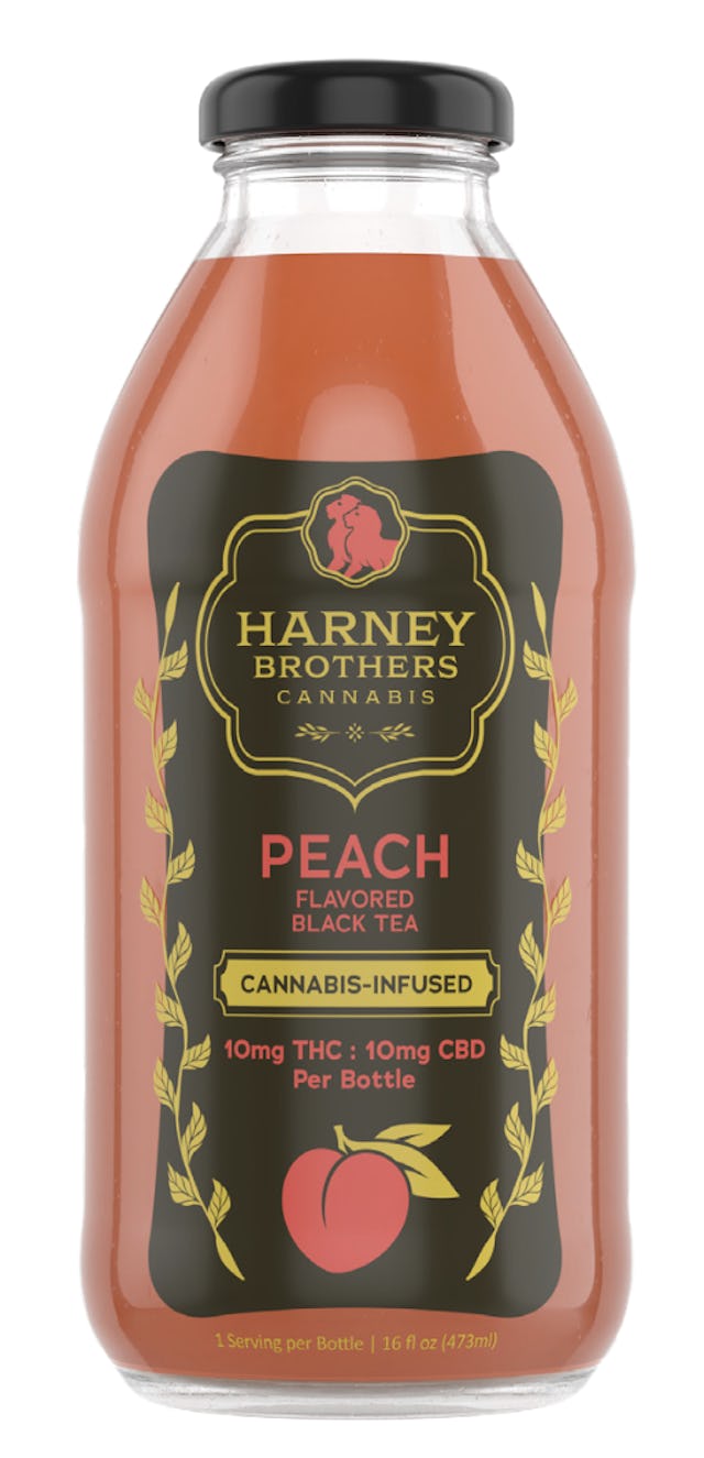 Harney Brothers | Glass Beverage | 10mg THC : 10mg CBD | Peach Black Tea