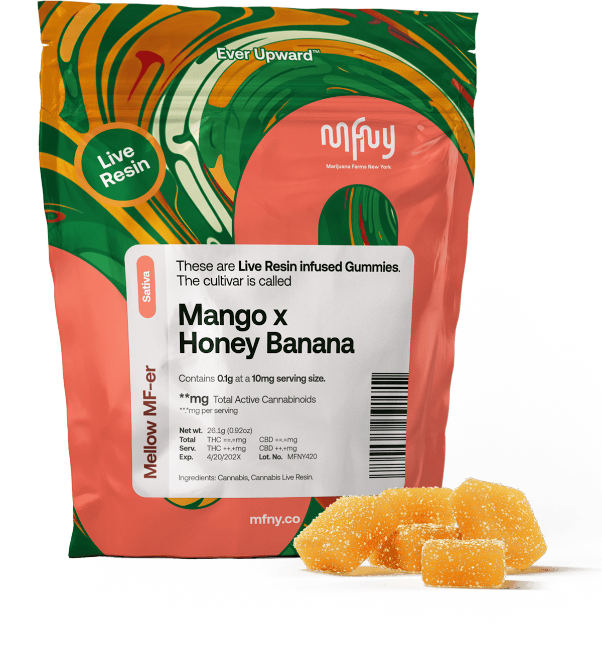 MFNY | Gummy | 10pk | 100mg | Live Resin Mango X Honey Banana