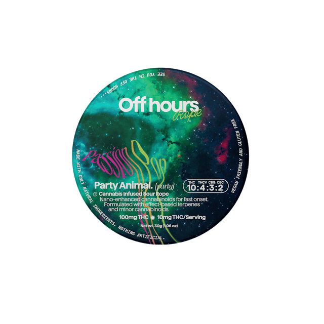 Off Hours | Gummy | 100mg | PARTY ANIMAL Rope - Sour Passion Pop