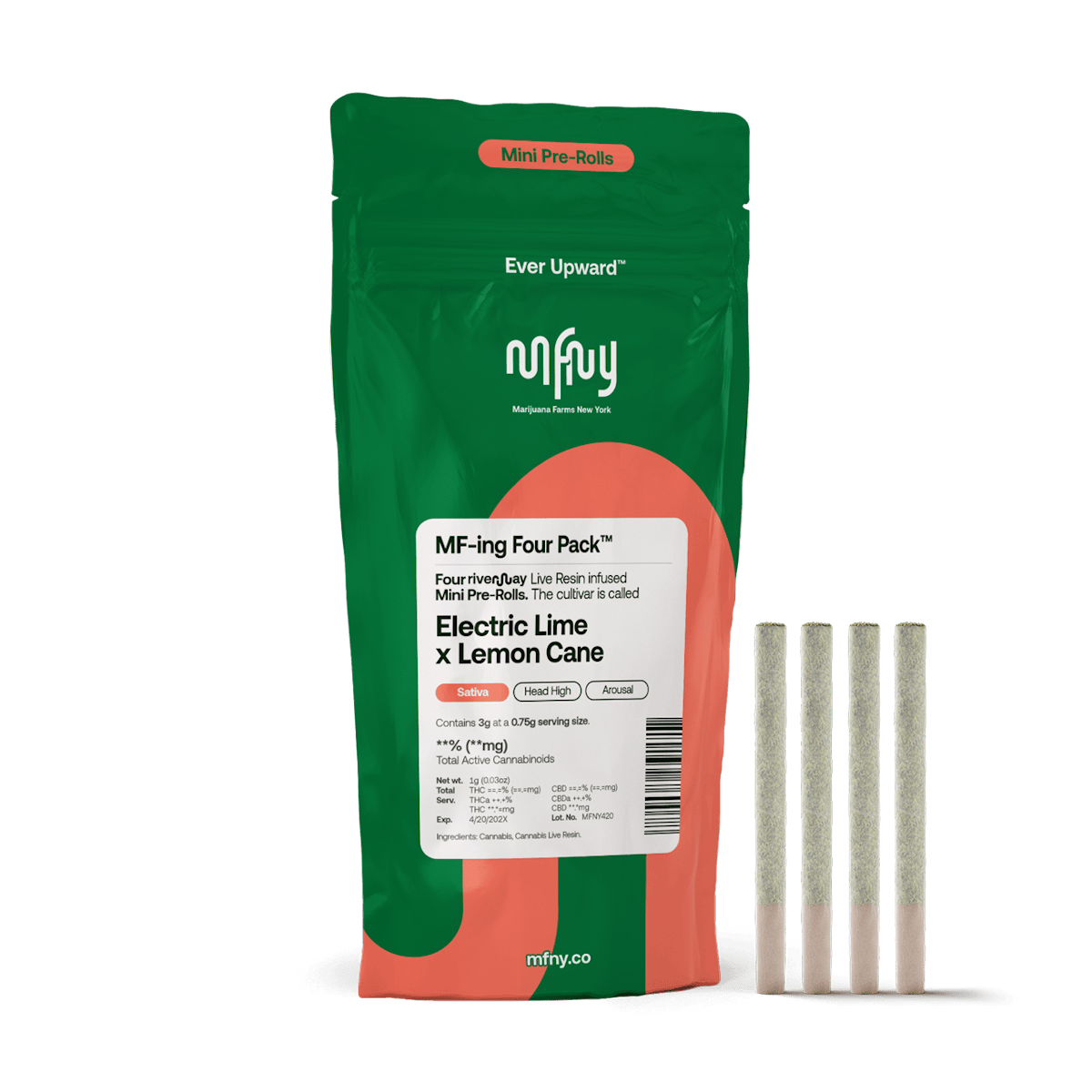 MFNY | Preroll | 4pk | 3g | Live Resin Infused Electric Lime x Lemon Cane