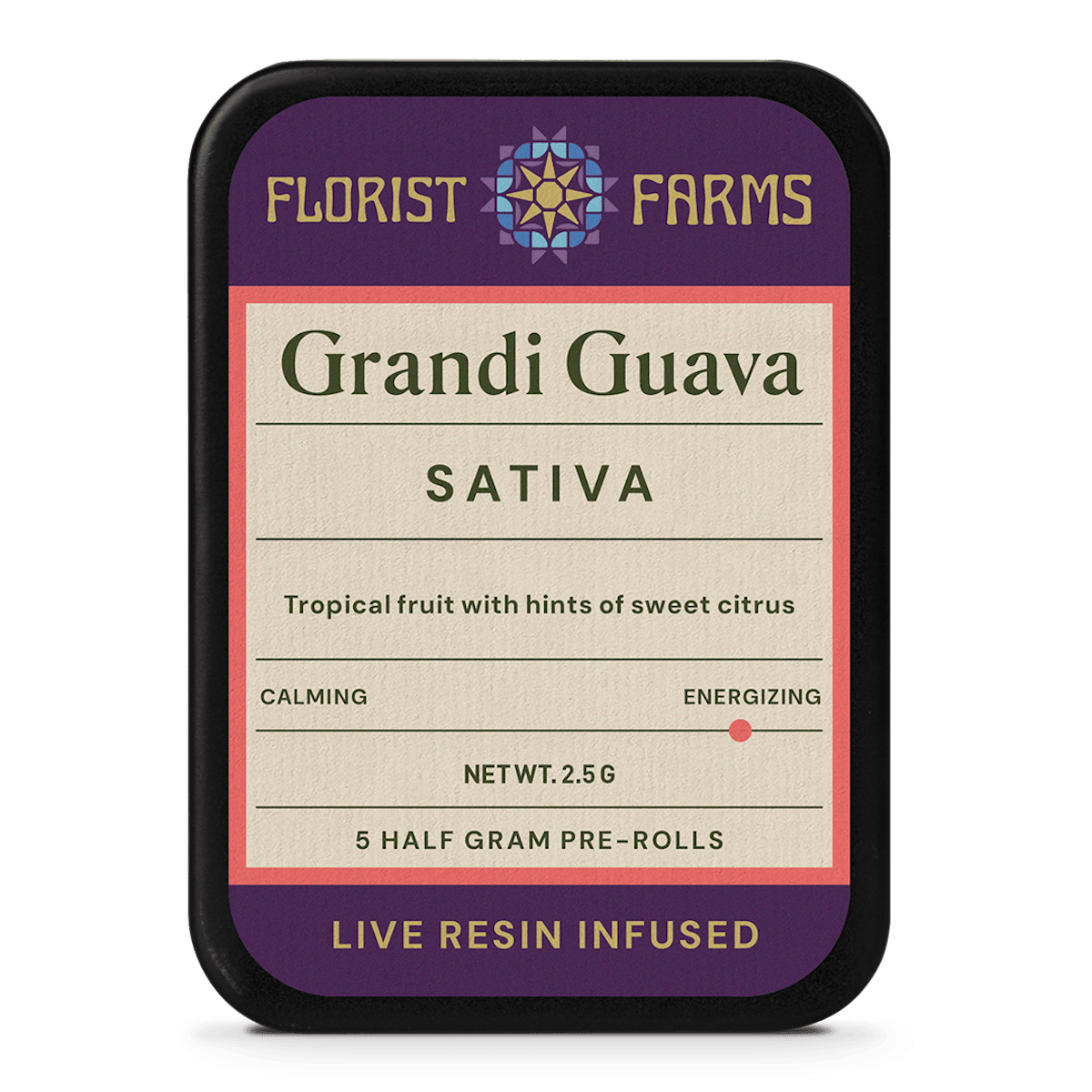 Florist Farms | Preroll | 5pk | 2.5g | Live Resin Infused Grandi Guava