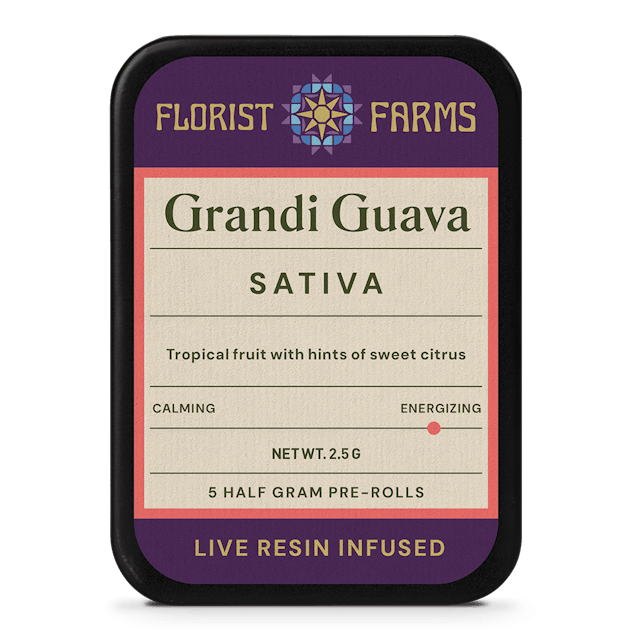 Florist Farms | Preroll | 5pk | 2.5g | Live Resin Infused Grandi Guava