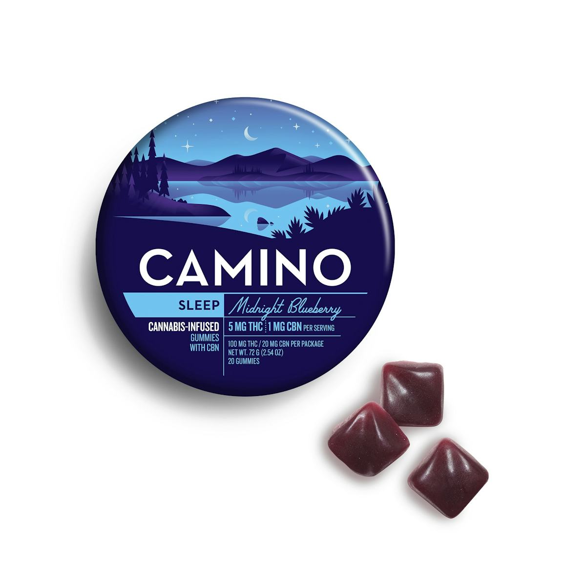 Camino | Gummy | 20pk | 100mg | 5:1 (THC : CBN) | SLEEP Midnight Blueberry