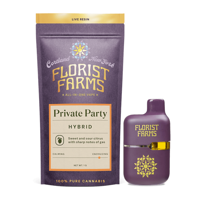 Florist Farms | Vape | 1g AIO Tank | Live Resin Private Party