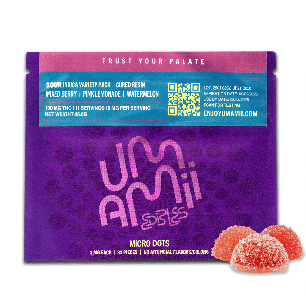 Umamii | Gummy | 33pk | 99mg | SOUR Cured Resin Microdots