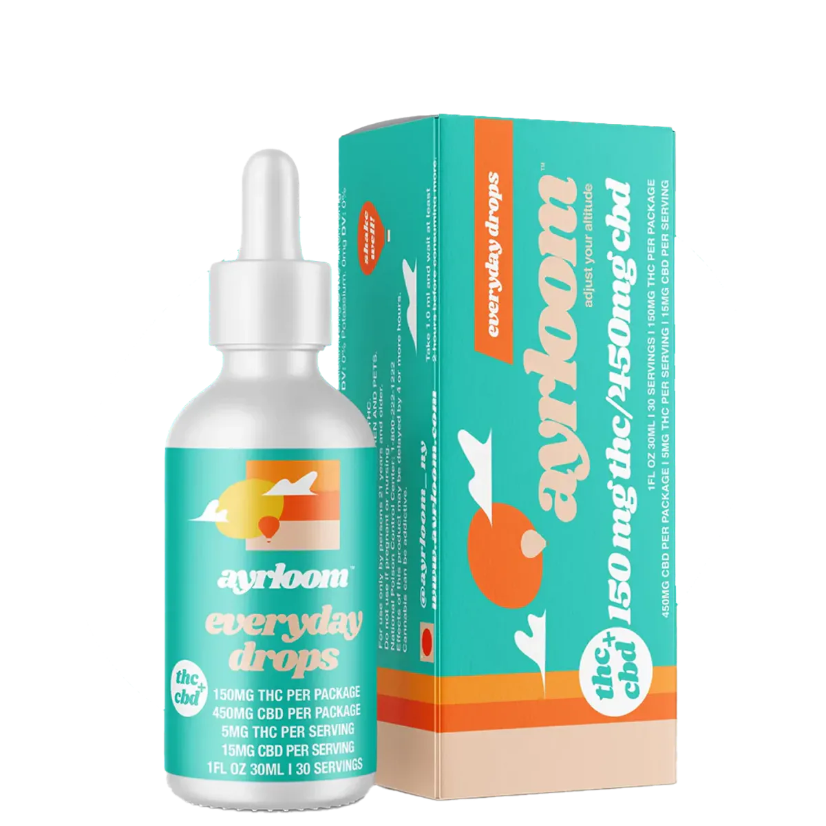 Ayrloom | Tincture | 150mg THC 450mg CBD | Everyday Drops