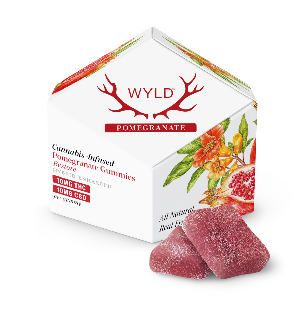 WYLD | Gummy | 10pk | 100mg | Restore Pomegranate 1:1 (THC:CBD)