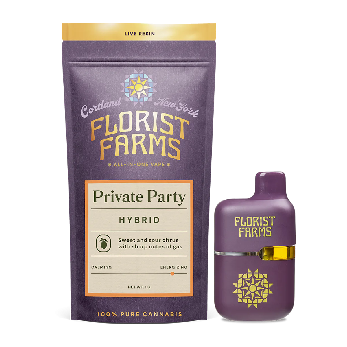 Florist Farms | Vape | 1g AIO Tank | Live Resin Private Party