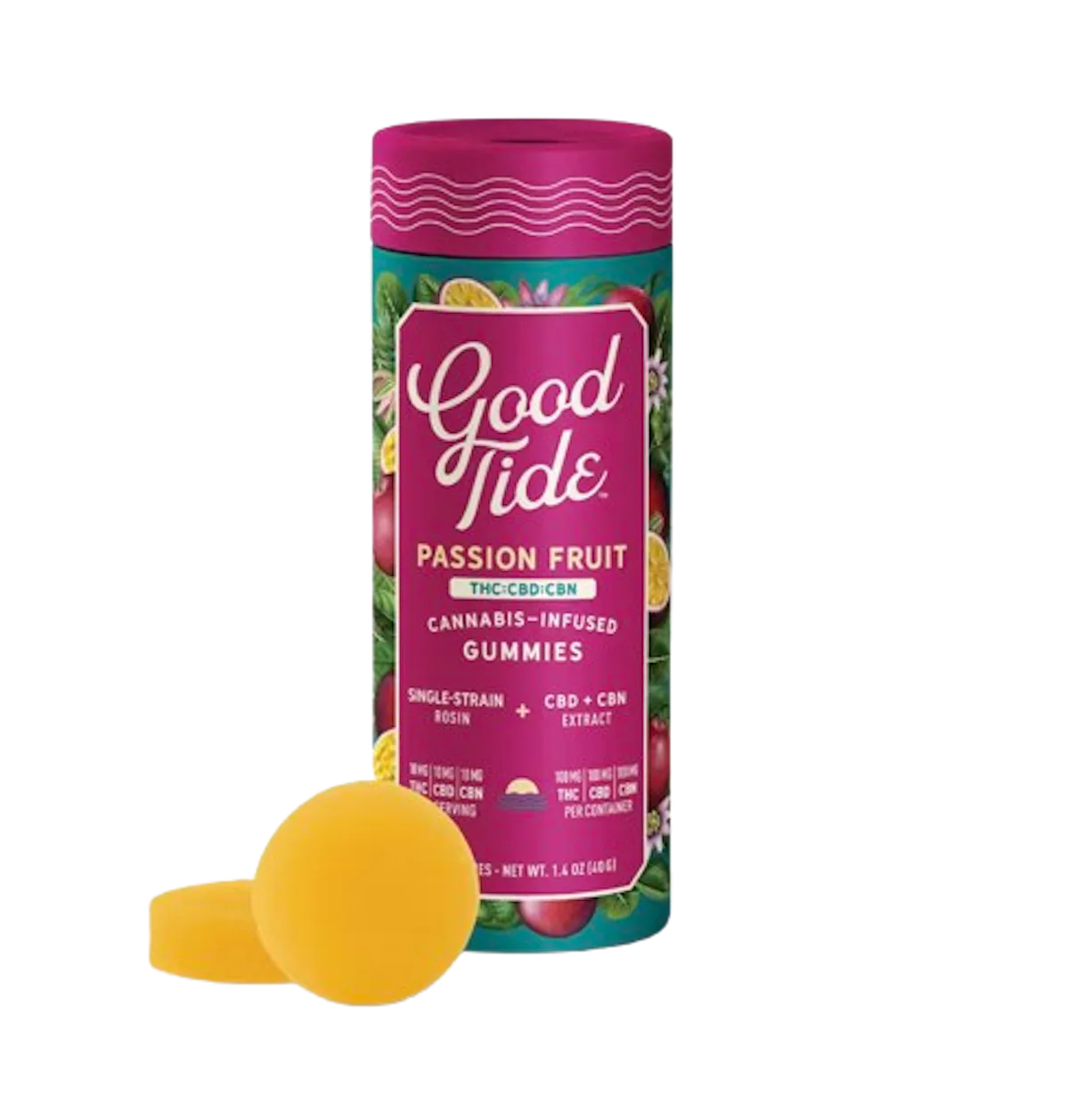 Good Tide | Gummy | 10pk | THC:CBD:CBN | Rosin SLEEP Passion Fruit