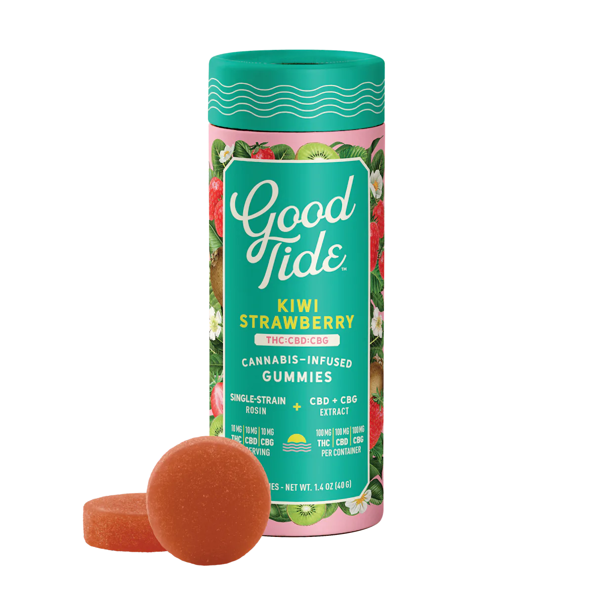 Good Tide | Gummy | 10pk | THC:CBD:CBG | Rosin REFRESHING Kiwi Strawberry