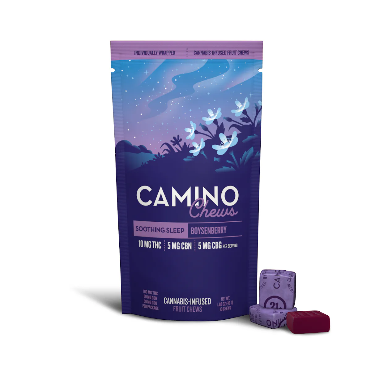Camino | Chews | 10pk | 100mg | 2:1 (THC:CBN:CBG) SLEEP Boysenberry