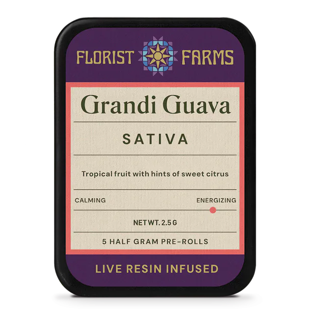 Florist Farms | Preroll | 5pk | 2.5g | Live Resin Infused Grandi Guava