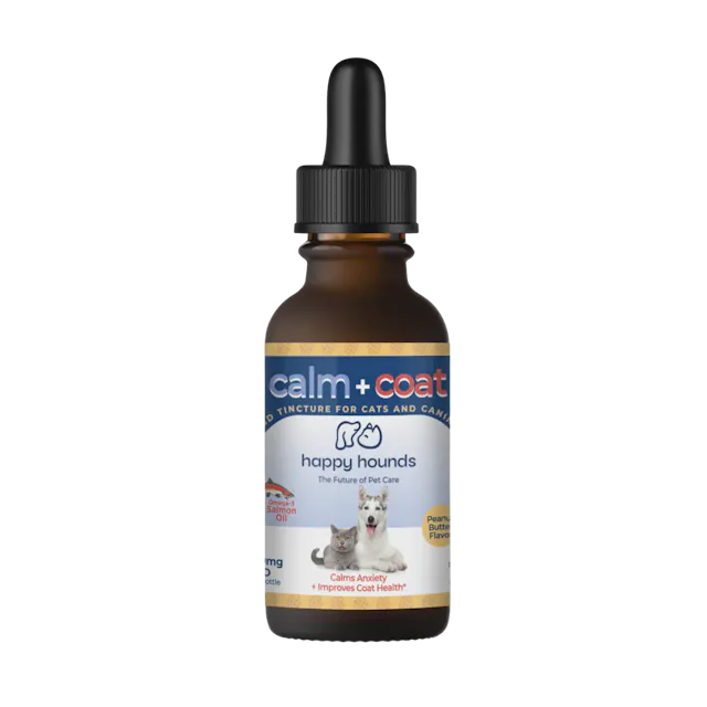Happy Hounds | Tincture | 250mg | Calm & Coat Peanut Butter Salmon Oil Drops