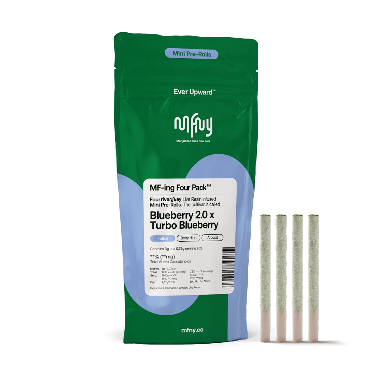 MFNY | Preroll | 4pk | 3g | Live Resin Infused Blueberry 2.0 X Turbo Blueberry