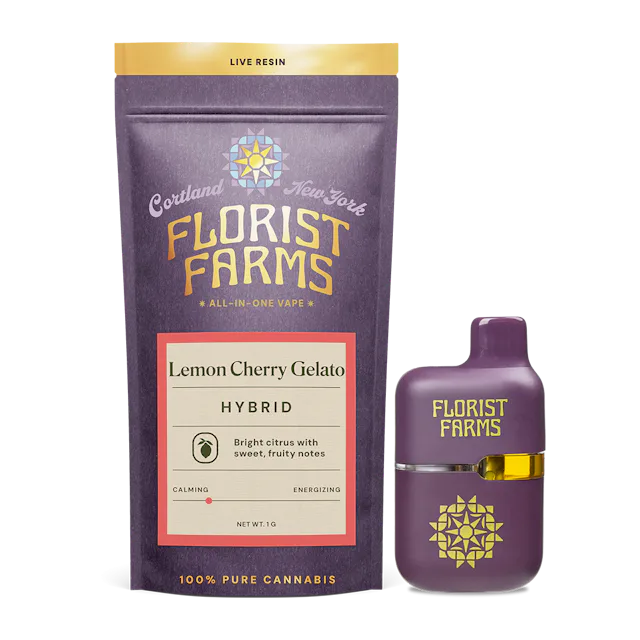 Florist Farms | Vape | 1g AIO Tank | Live Resin Lemon Cherry Gelato