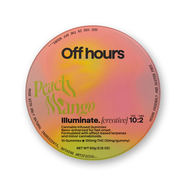 Off Hours | Gummy | 10pk | 100mg | ILLUMINATE Peach Mango (THC:CBG)