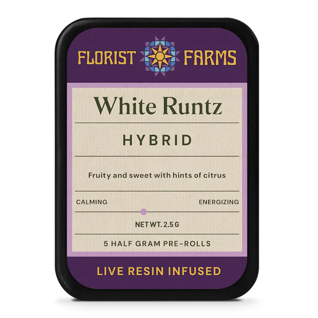 Florist Farms | Preroll | 5pk | 2.5g | Live Resin Infused White Runtz