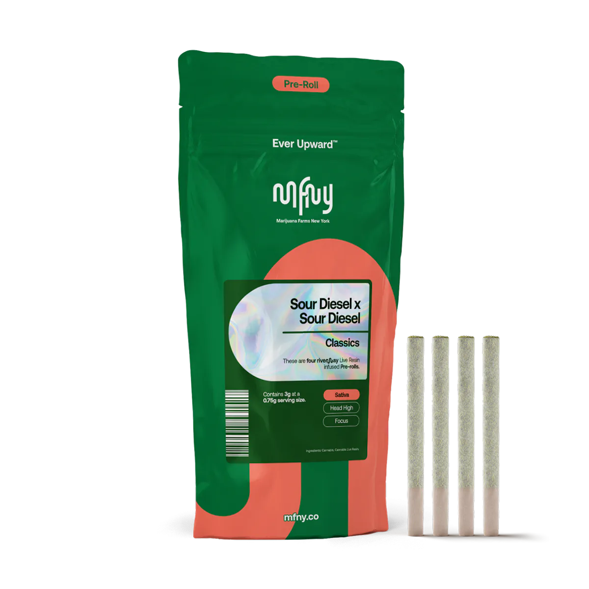 MFNY | Preroll | 4pk | 3g | Live Resin Infused Sour Diesel X Sour Diesel