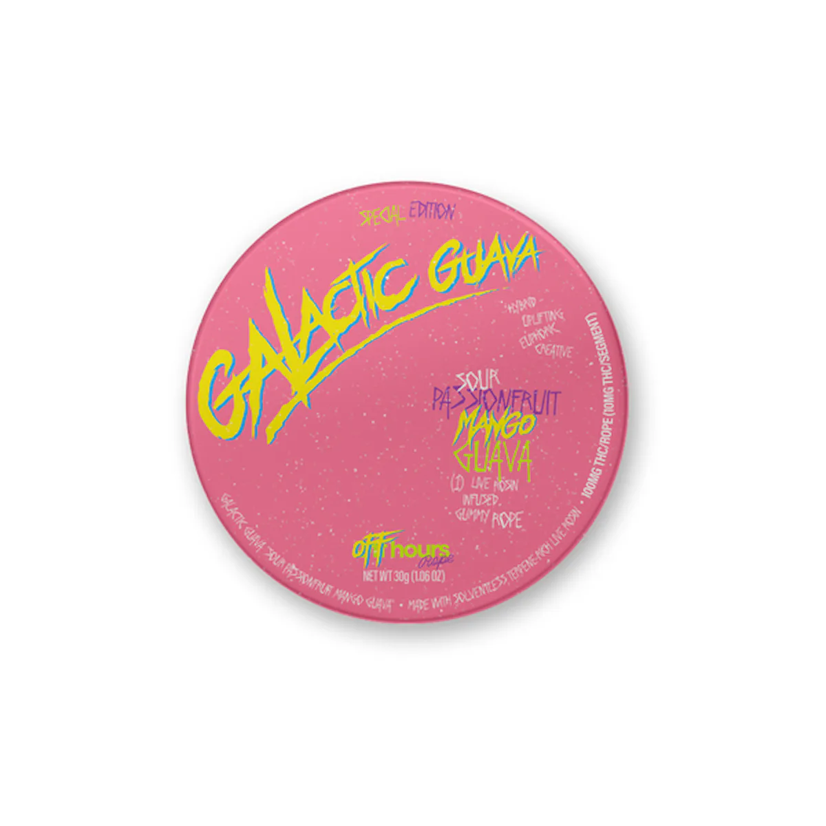 Off Hours | Gummy | 10pk | 100mg | Live Rosin ROPE Galactic Guava “Sour Passionfruit Mango Guava"