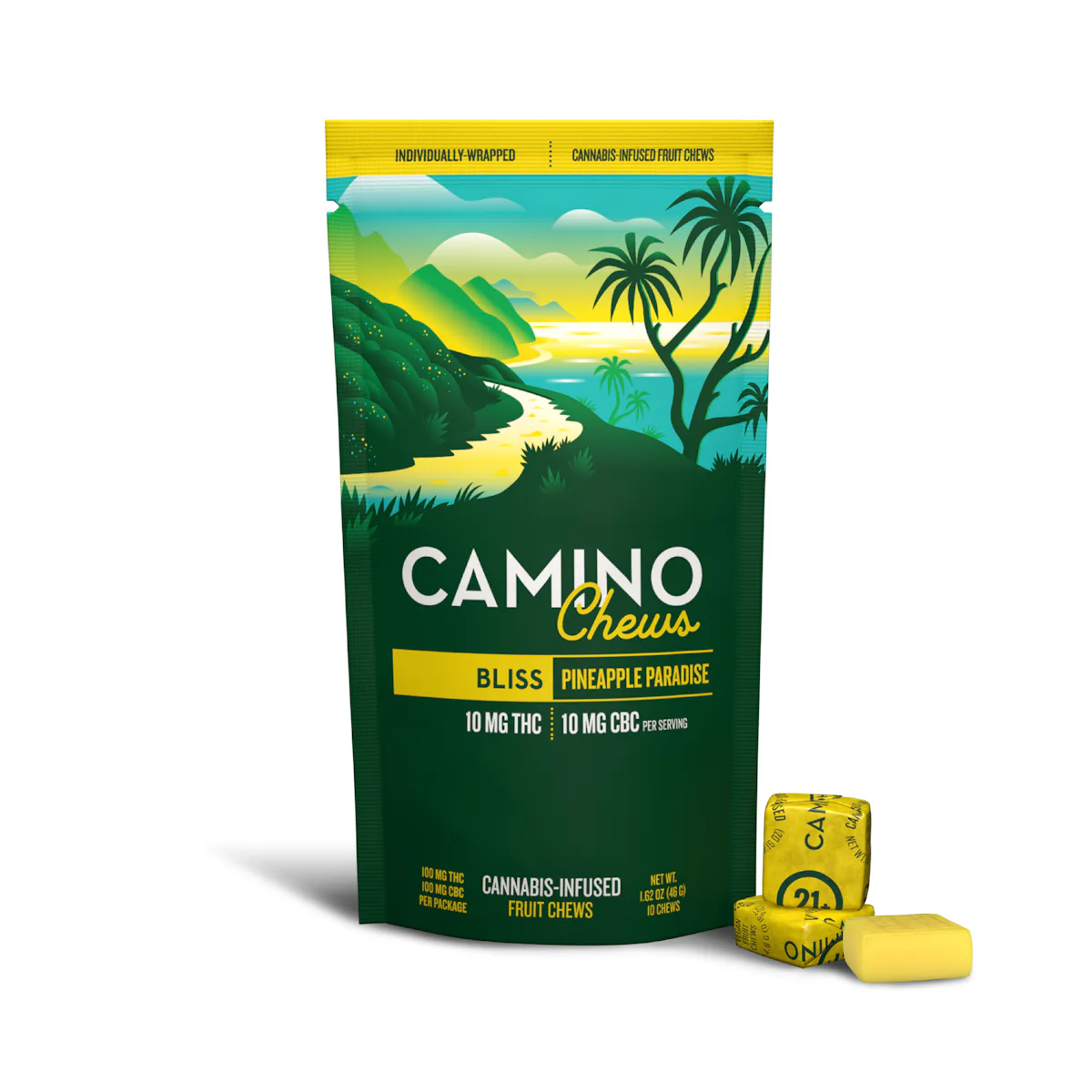 Camino | Chews | 10pk | 100mg | 1:1 (THC:CBC) | BLISS Pineapple Paradise