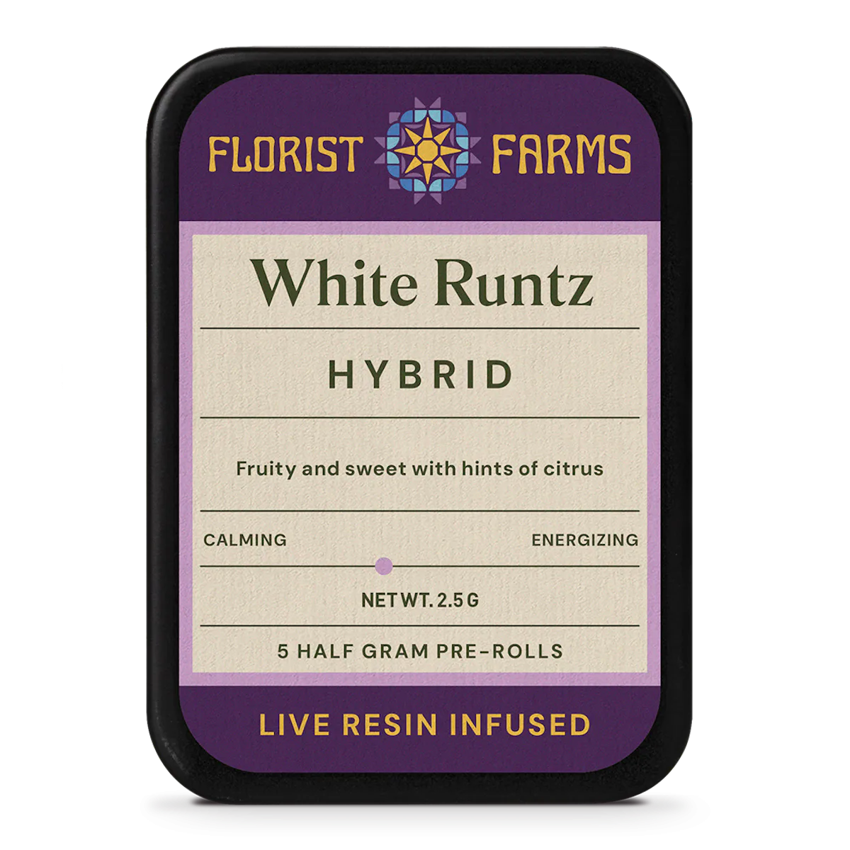 Florist Farms | Preroll | 5pk | 2.5g | Live Resin Infused White Runtz