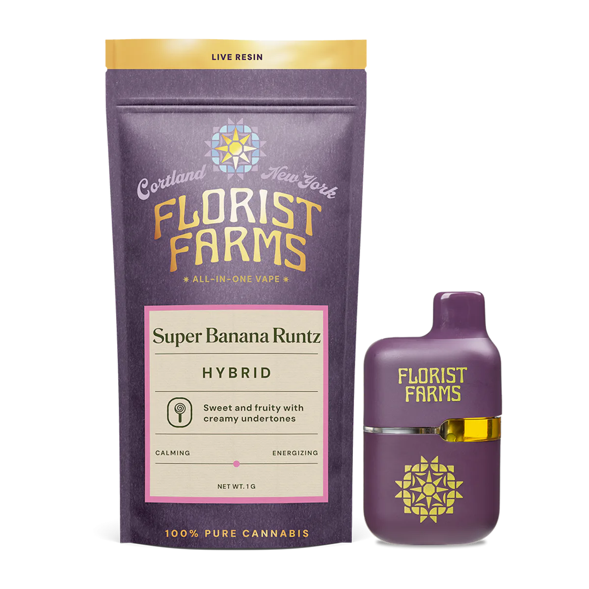 Florist Farms | Vape | 1g AIO Tank | Live Resin Super Banana Runtz