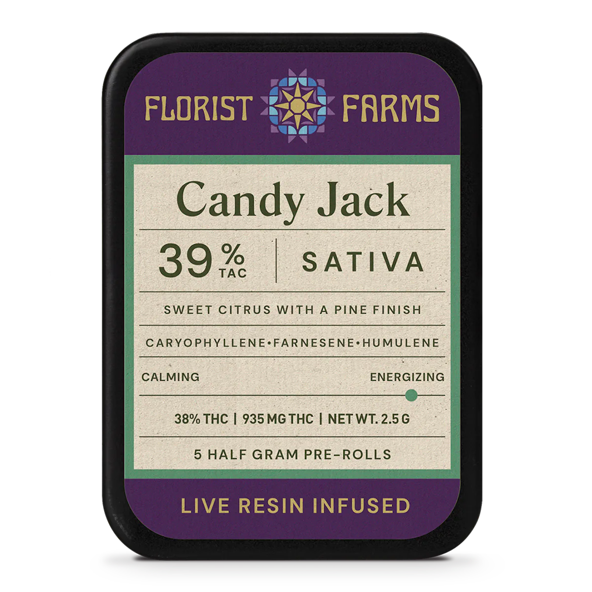 Florist Farms | Preroll | 5pk | 2.5g | Live Resin Infused Candy Jack