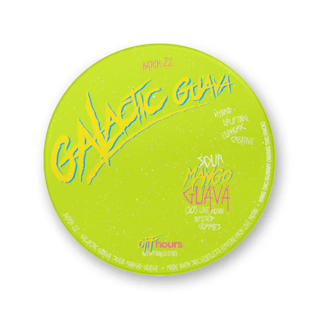 Off Hours | Gummy | 10pk | 100mg | Live Rosin Galactic Guava “Sour Mango Guava"