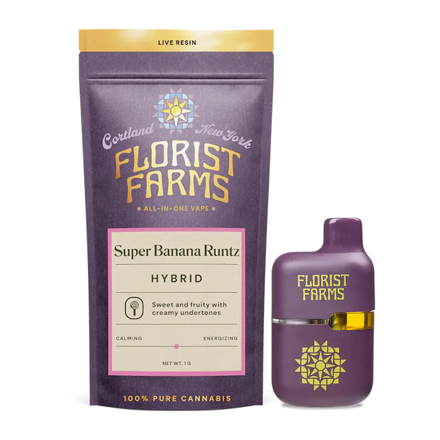 Florist Farms | Vape | 1g AIO Tank | Live Resin Super Banana Runtz