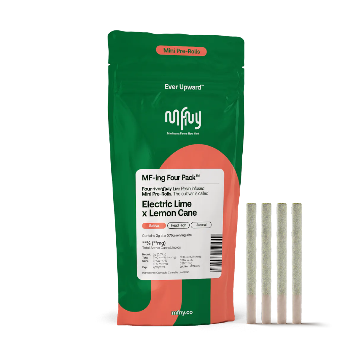 MFNY | Preroll | 4pk | 3g | Live Resin Infused Electric Lime x Lemon Cane