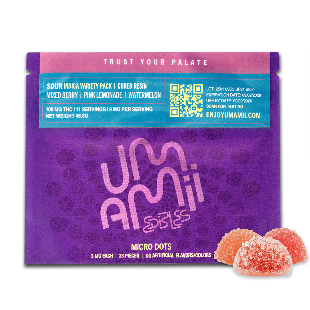 Umamii | Gummy | 33pk | 99mg | SOUR Cured Resin Microdots