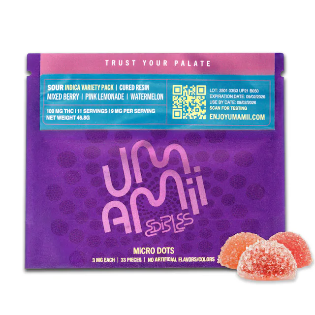 Umamii | Gummy | 33pk | 99mg | SOUR Cured Resin Microdots