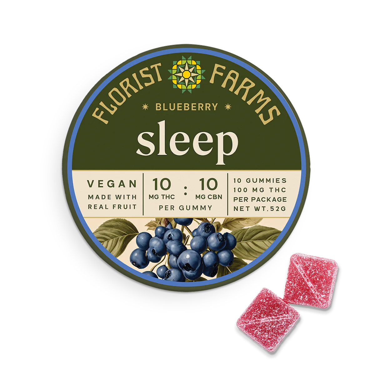 Florist Farms | Gummy | 10pk | 100mg | Sleep Blueberry THC:CBN