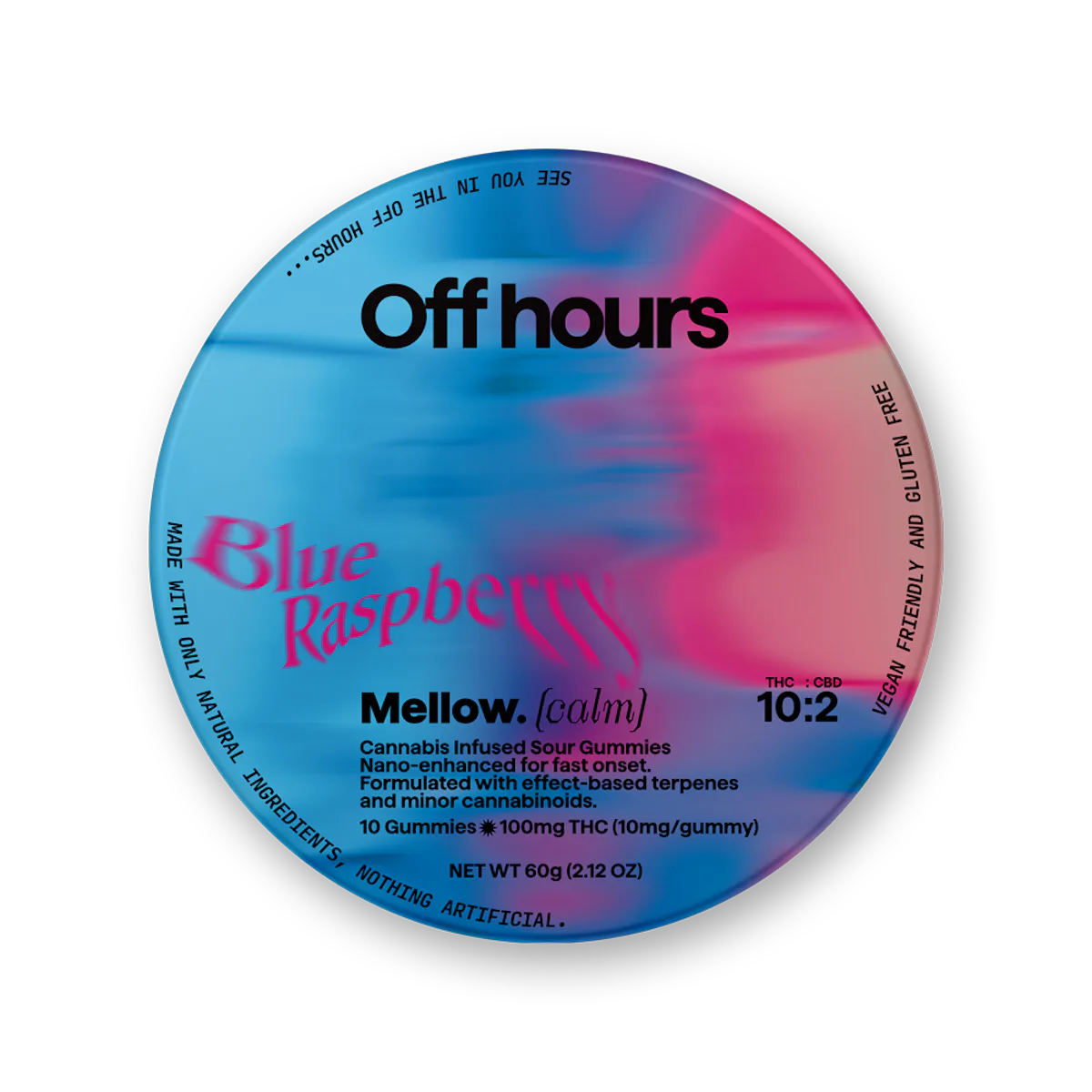 Off Hours | Gummy | 10pk | 100mg | MELLOW Blue Raspberry (THC:CBD:CBN)
