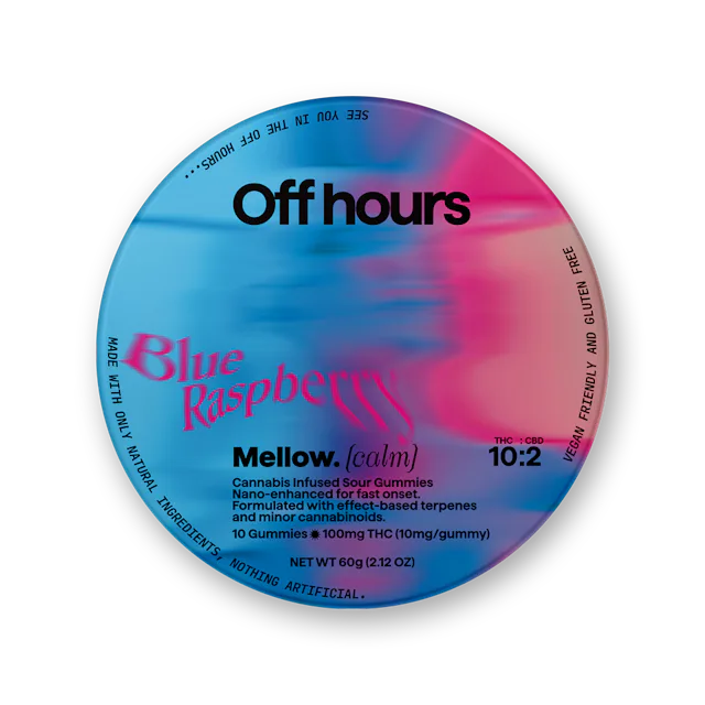 Off Hours | Gummy | 10pk | 100mg | MELLOW Blue Raspberry (THC:CBD:CBN)