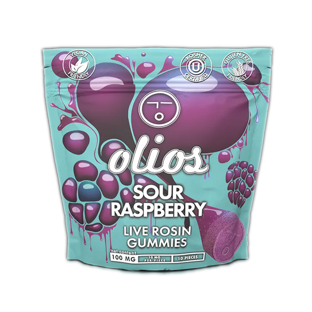 Olio | Gummy | 100mg | Live Rosin Sour Raspberry