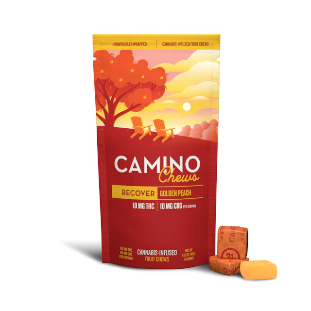 Camino | Chews | 10pk | 100mg | 1:1 (THC:CBG) | RECOVER Golden Peach