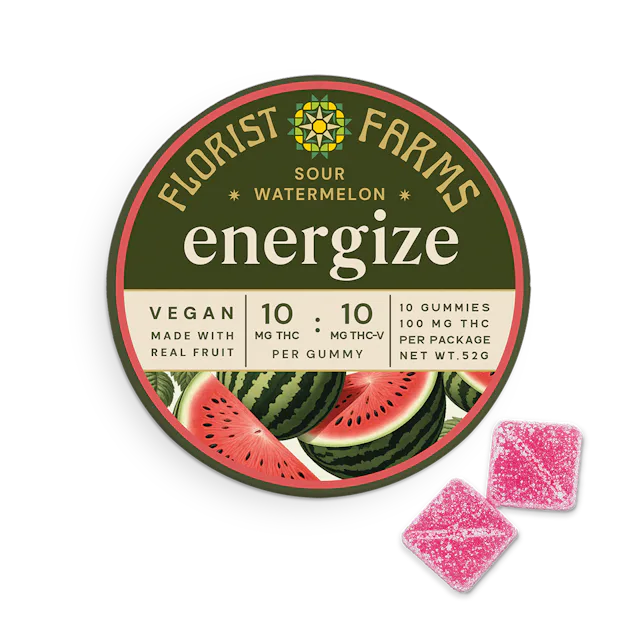 Florist Farms | Gummy | Energize Sour Watermelon THC:THCV | 10pk | 100mg