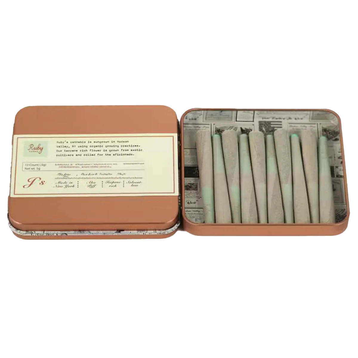 Ruby Farms | Preroll | 10pk | 5g | Hash Infused Platinum GSC